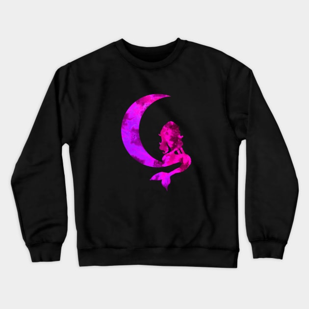 Purple Crescent Moon and Mermaid Crewneck Sweatshirt by ZeichenbloQ
